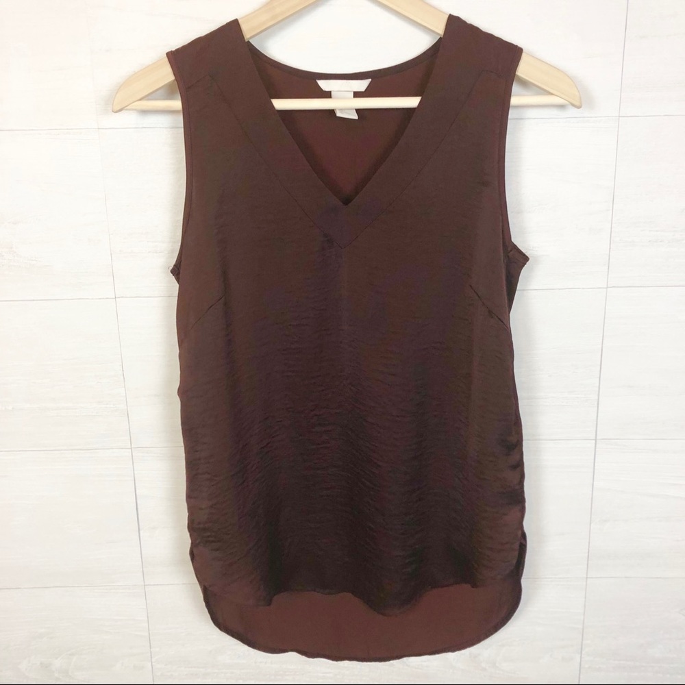 H&M Wine Purple Dark Maroon Tank Top Blouse Sz 2 S